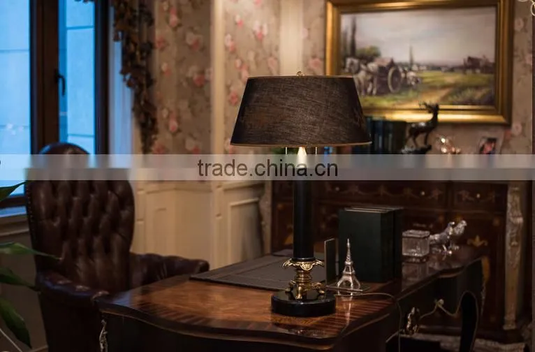Black jade brass decorative living room table lamp with lampshade