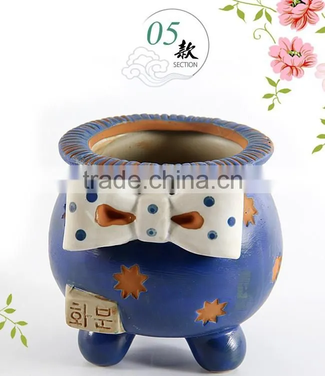 Korean style hand painting ceramic small decorative flower pots