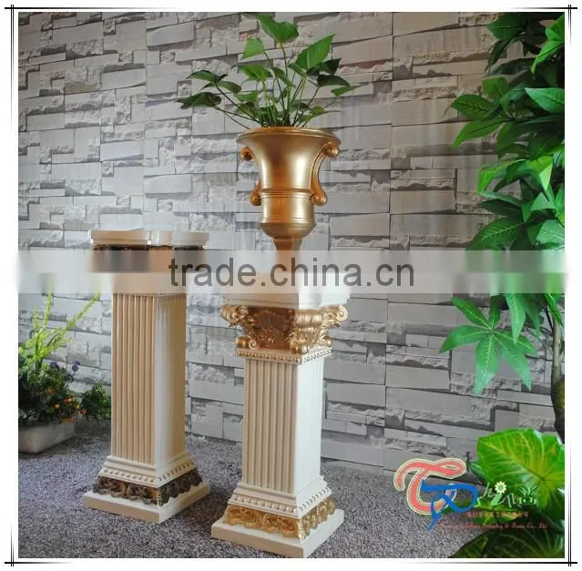 Polyresin Golden Europe Style Wedding Decoration Square Pillars Design