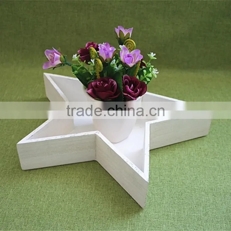Good price Trade assurance unique wooden personalized star heart shaped flower pot decorative wood flower trays