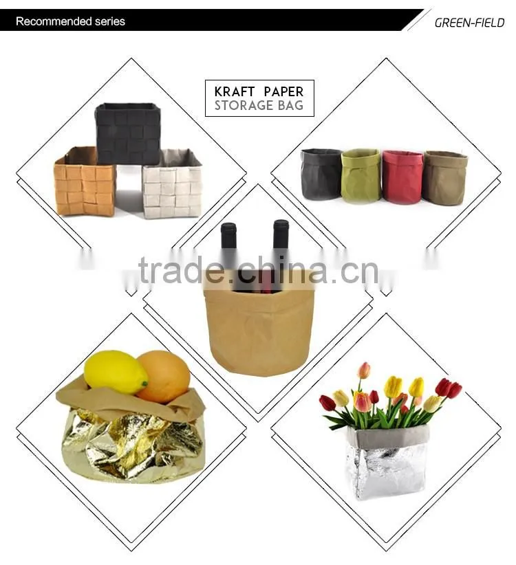 Grey washable paper lunch bag portable washable paper food bag