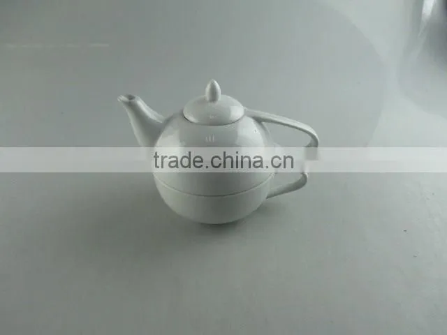 Stocked white round ceramic tea pot, coffee pot, tea set