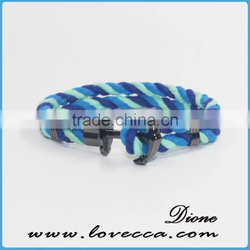 New Arrival Wholesale Multilayer Handmade Nautical Rope Hook Men Anchor Bracelet