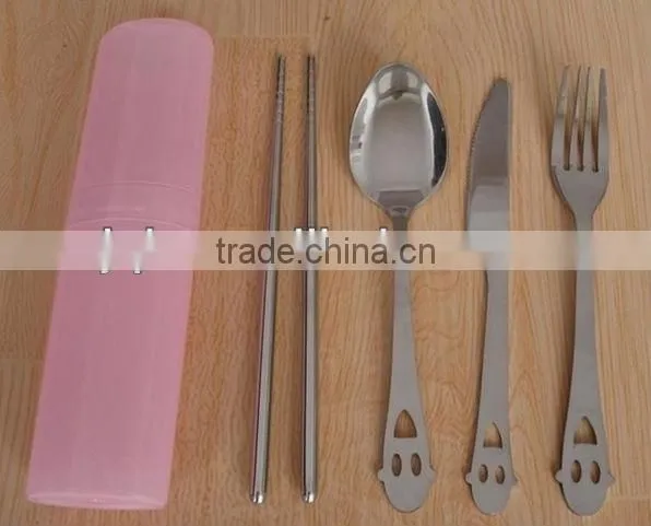 Portable takeaway travel cutlery set with plastick box packing