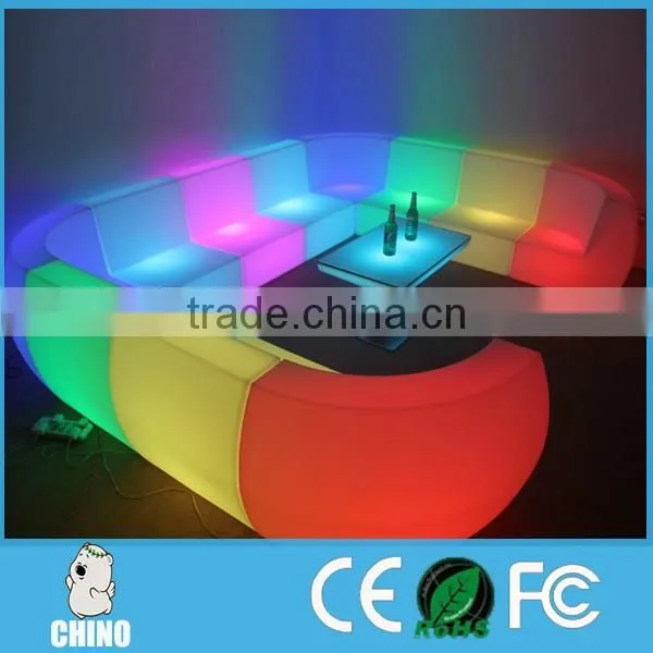 Group Long Sofa Combinated LED SOFA with led table lounge sofa