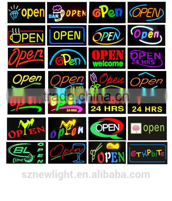 acrylic backlit led sign , 7 colors change flash light with remote control led open sign/ led resin sign.