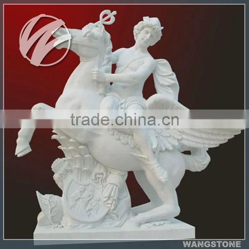 Hand Carved Modern White Marble Garden Male Sculpture