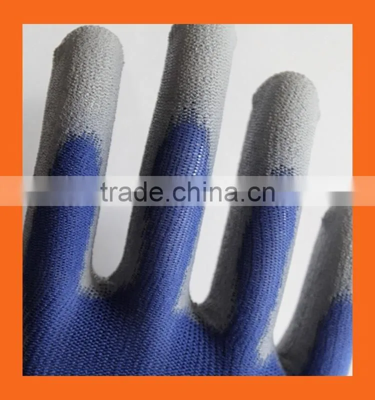 18G Ultra Light Thin Blue PU Palm Coated Warehouse Cashier Work Gloves