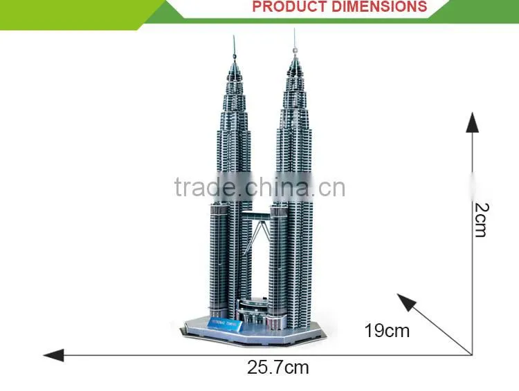 Funny intelligence toy paper set world architecture 3d puzzle