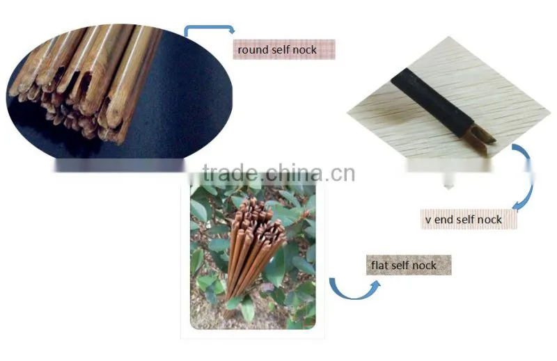 Black Tapered Bullet Arrow Points Crimped On Bamboo Shafts For Bow