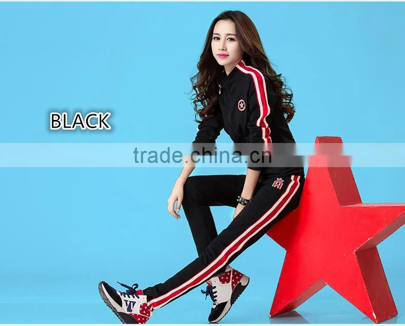 wholesale black and white high quality fit slim girl's sportswear 2016