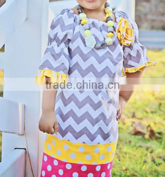 Fancy Christmas Chevron Material Baby Girls Frocks Christmas Dress For Gilrs' Dresses