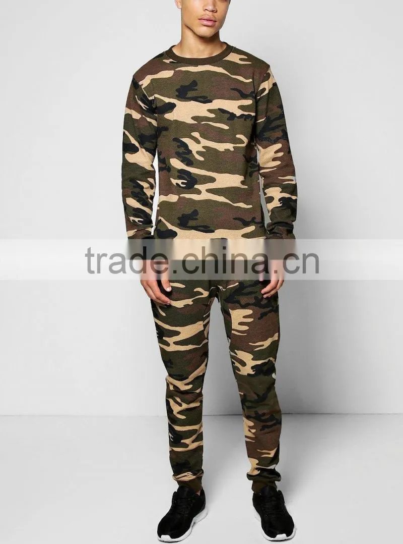 custom boys camo printing tracksuit for men sportswear