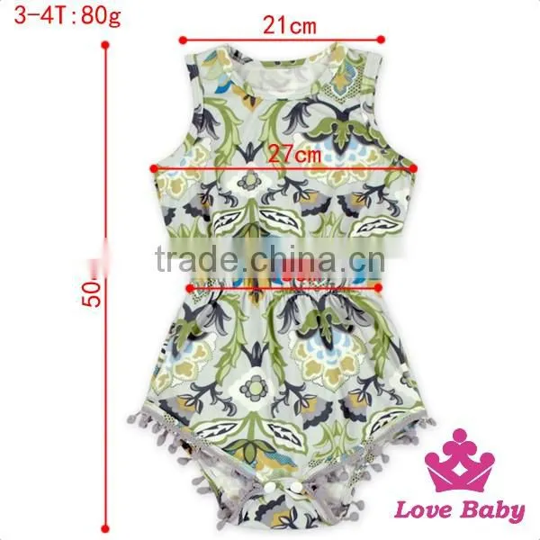 2LLY-090 Lovebaby punjabi designer suits boutique printed animals with bow accessory pom pom jumpsuits for 0-2t baby