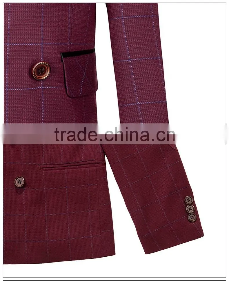 ELPA 2016 Fashion NXB0058 hot sale three pieces Red plaid kids suits clothes for wedding