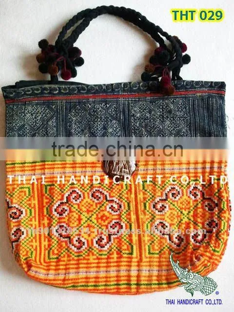Embroidered HMONG Hill Tribe Tote Handmade Hand Bag