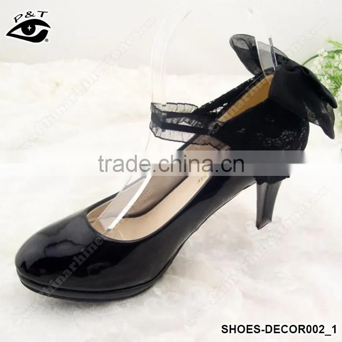 Black vintage lace flowers cover for wedding shoe clips Decoration Ornament with Metal Clip Shoe Charms