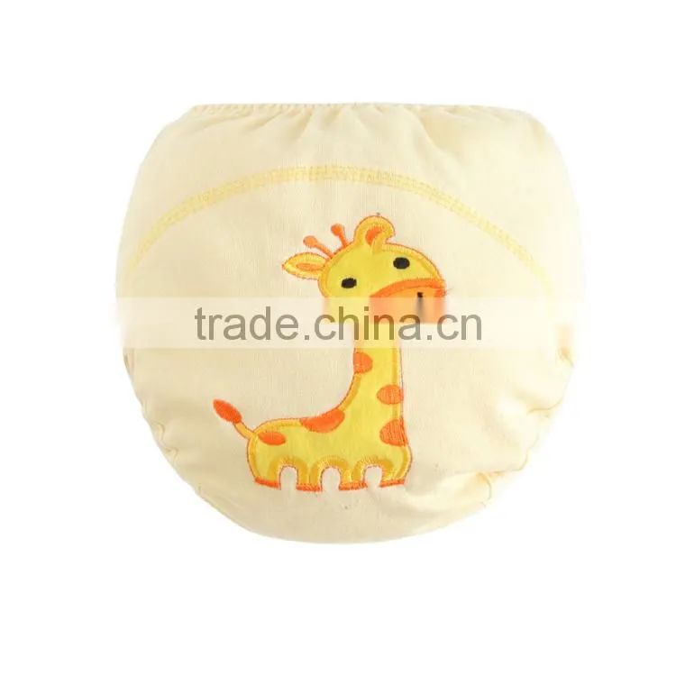lovely animal design 3 layers printed embroidered waterproof pure cotton baby diaper