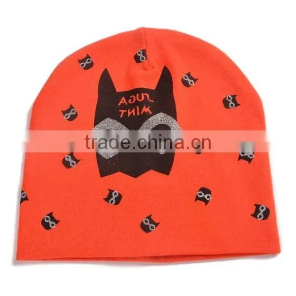winter korea style 100%cotton cute boys&girls bat pattern baby hat bonnet