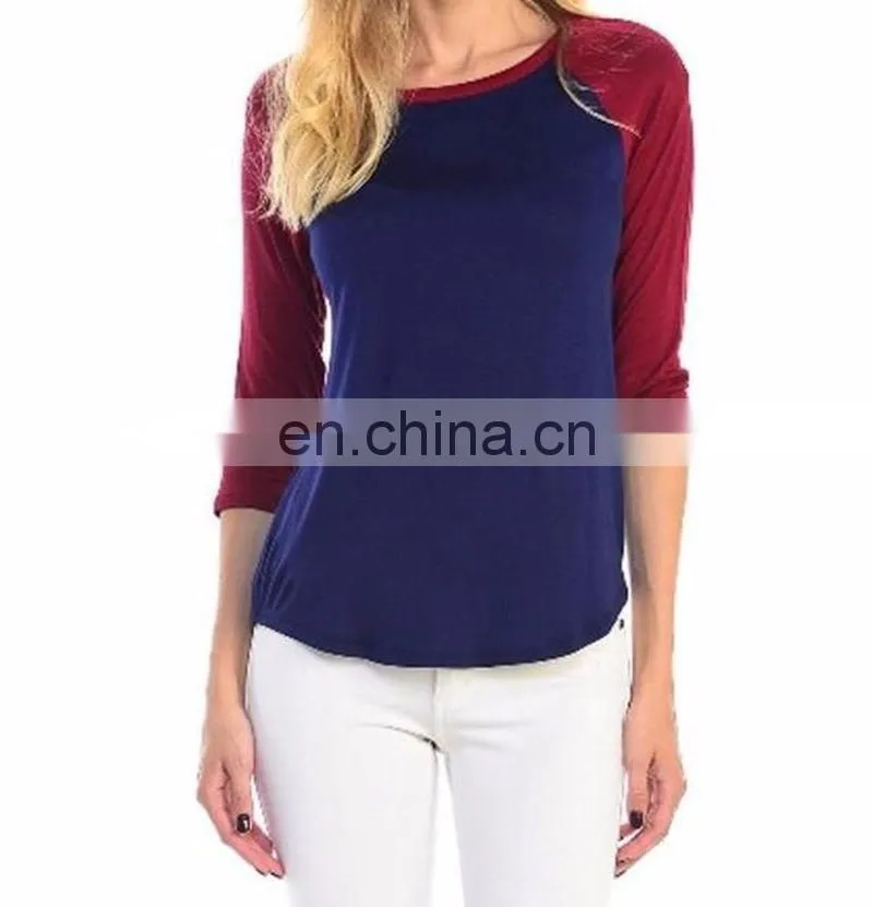 Girl New Raglan Sleeve Baseball Plain Team Sports T-Shirt