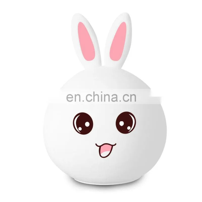Hot Selling Lovely Rabbit Silicone Night Lamp USB Rechargeable Colorful Led Light