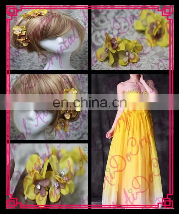 Aidocrystal yellow flower hair claw clip bride hair accessories in bangkok