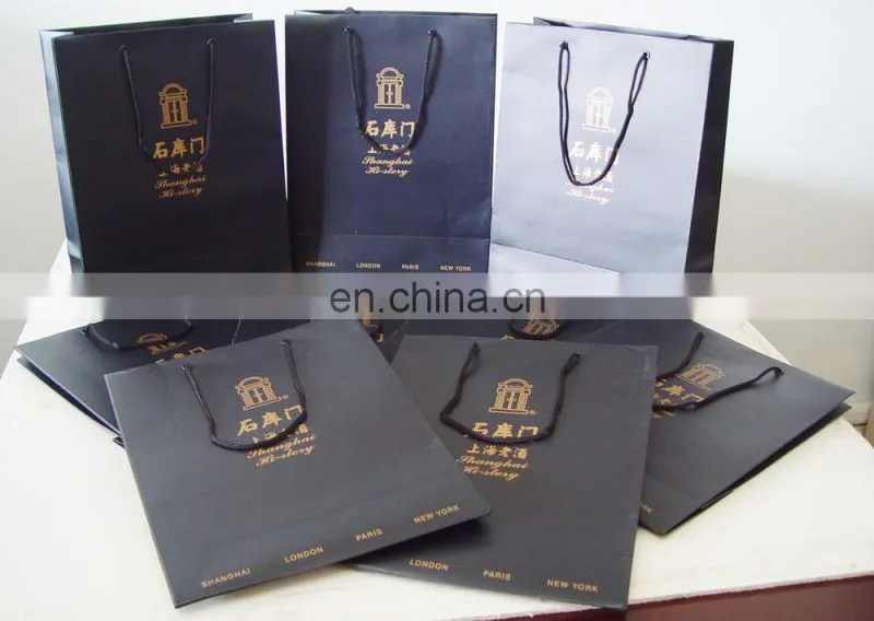 Logo printing black ivory bag for cloth packing
