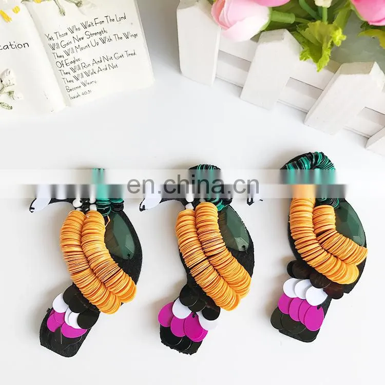 Custom Cute Sequined Beaded Bird Patches Sewing on Clothing Shoes
