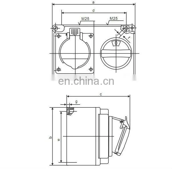 3 pins , 16A , 230VAC , IP44 electrical socket with switches and mechanical interlock