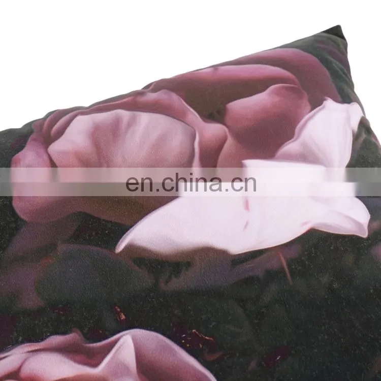 Home Decor Square 18x18 Inches Pillow Case Black and purple Flowers Vintage Style Watercolor Decorative Pillowcase