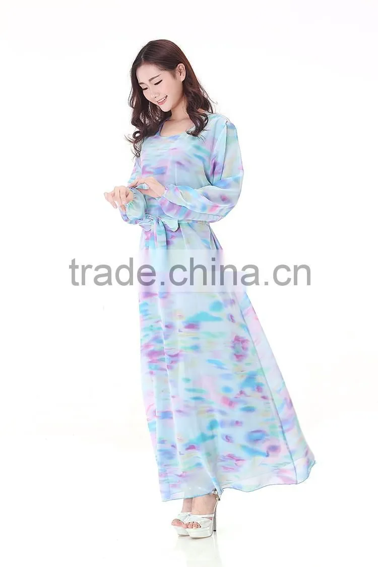 New Fashion Ladies Dress Maxi Dress Long Sleeves Casual Dress