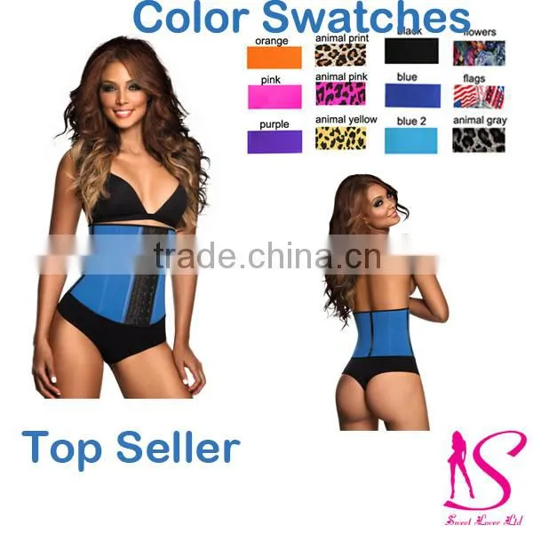 2016New Arrival Top Selling 3 Hooks Latex Black Vest Waist Cincher Wholesale For Women And Man