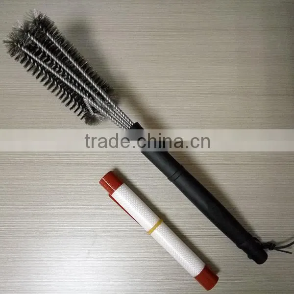 Best Selling 3 sided 18' Stainless Steel wire BBQ grill brush Barbecue Grill Brush long handle steel wire brush cheap