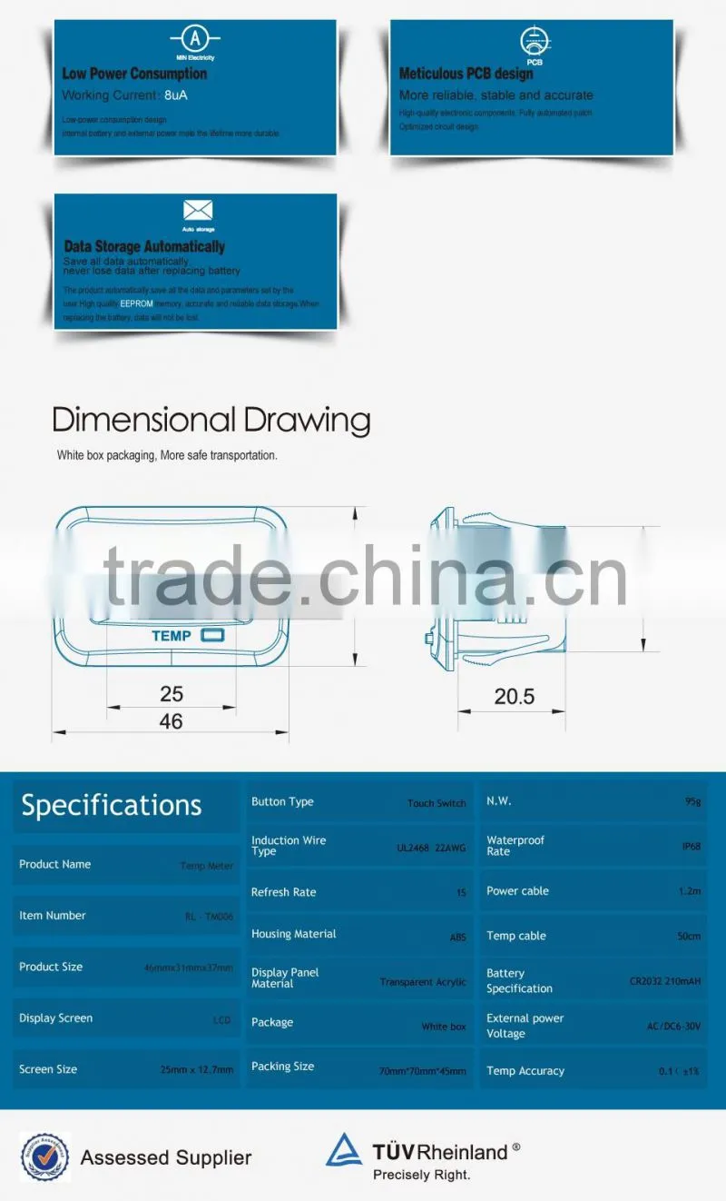 Digital Waterproof Temperature Meter Thermometer Used For Engine Generator Motor Snowmobile Lawn Mower ATV Motorcycle