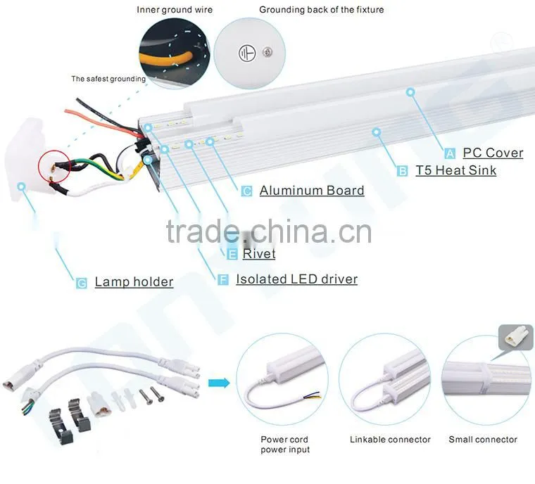 2400MM LED linear lighting fixture 60W 8FT T5 double LED Integrated Tube