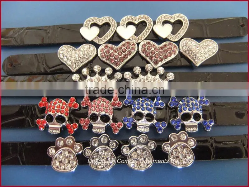10mm full diamond double heart shaped slide charms diy jewellery accessories