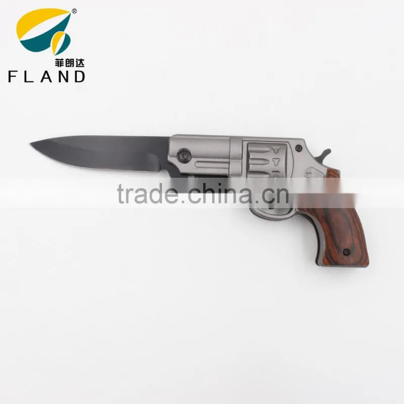 Black Oxide 3Cr13 Stainless Steel Blade machine gun shaped design Spring Assisted 8" pocket Knife