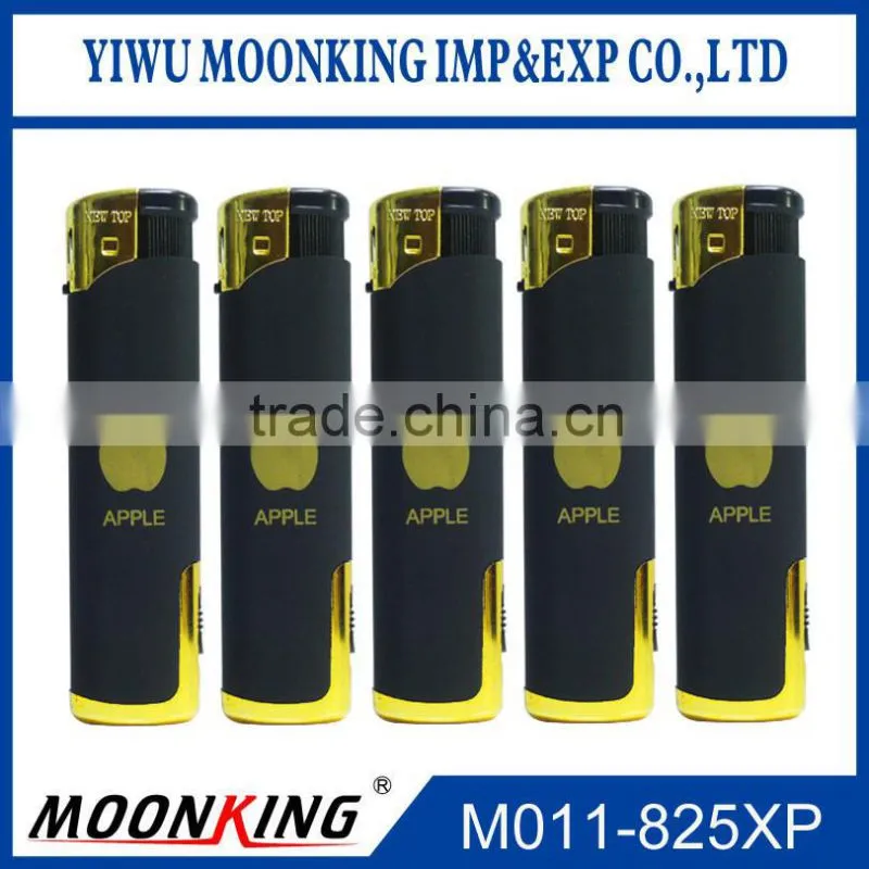 Rubber surface electronic windproof butane gas lighter with led torch