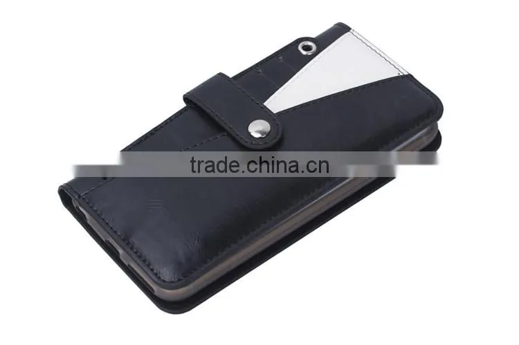 Manufacturer Wholesale PU leather cell phone case for iPhone 6/6s,protective card holder case with shrapnel