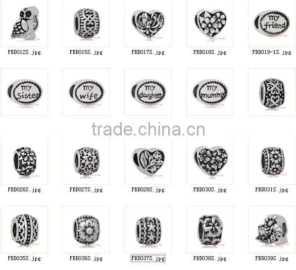 Vnistar silver plared&antique silver plated European copper alloy spacer beads for bracelet CEB005