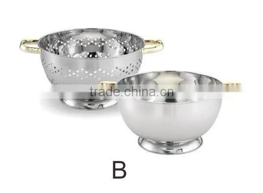 fruit and vegetables Stainless Steel Colander with handle and stand from china supplier