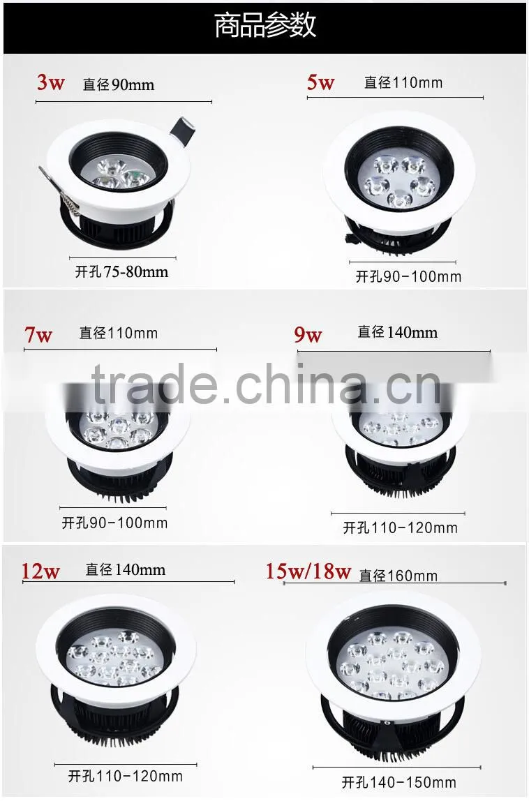 LED Ceiling Light Lamp 3w 5w 7w 9w 12w 15w 18w LED Spotlights 360 Degree Rotation