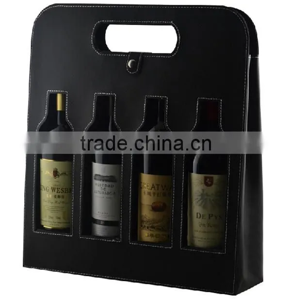 Exquisite Design Leather wine holder 4 bottle wine case