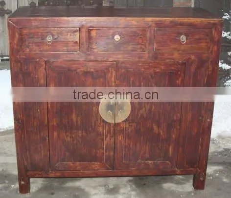 chinese antique three drawer two door cabinet
