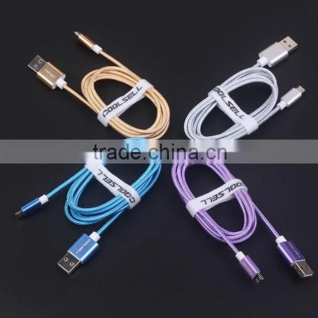 Coolsell Reversible Micro USB Cable For Samsung s6 5pin Metal Cable USB 2.0 Charger Cable