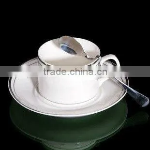Romantic ceramic coffee cup with saucer