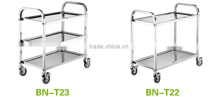 Stainless Steel 2 Tier Collecting Trolley/Catering Trolley With Deep Shelves BN-T25