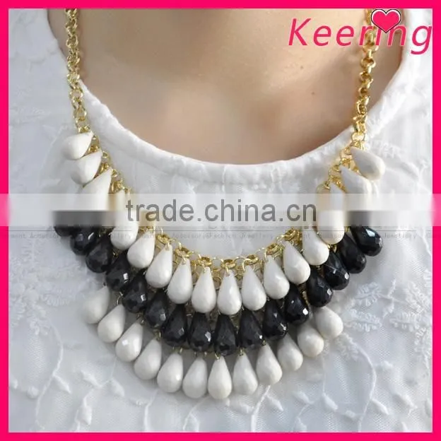 Wholesale elegant white and black acrylic bead necklace designs WNK-279