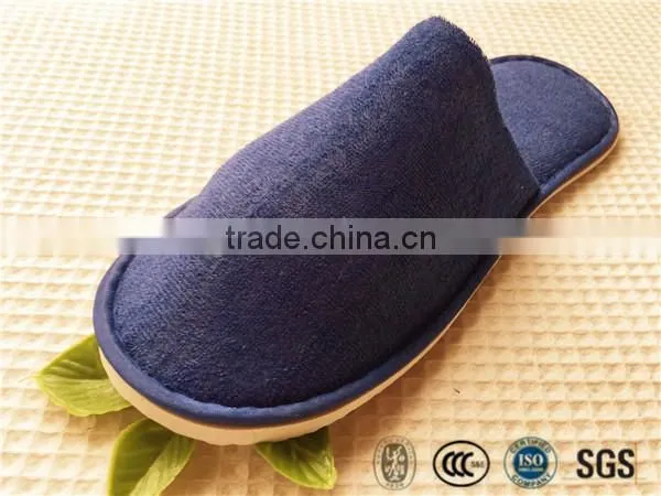 Cheap and OEM Hotel disposable pull plush slipper with EVA sole