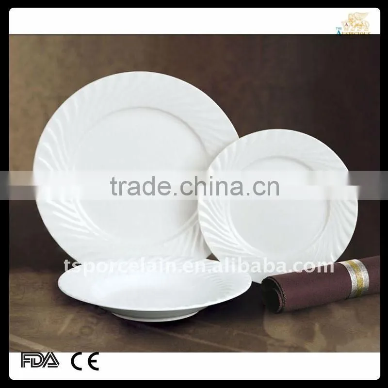 ceramic super white embossed tableware set